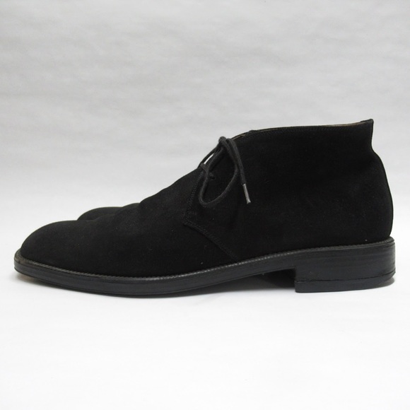 auth SALVATORE FERRAGAMO size 8 Black Suede CHUKKA - Picture 3 of 8